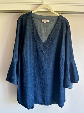 Philosophy V-Neck 100% Cotton Blouse Top Flounce Sleeve size 1X